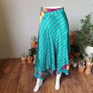 🌈 SILK BOHO WRAP SKIRT 💕❤💙